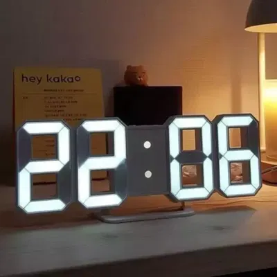 Reloj Despertador Digital LED 3D con Brillo Ajustable Pared o Escritorio