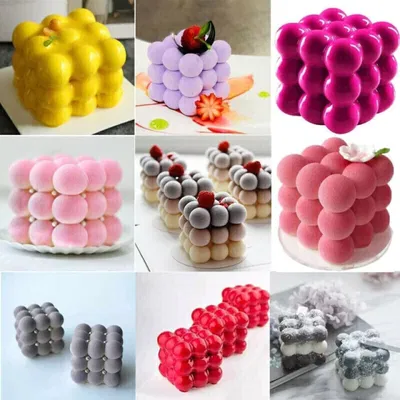 Molde Silicona Burbujas Cubo Velas Postres Chocolate X6 Cavidades