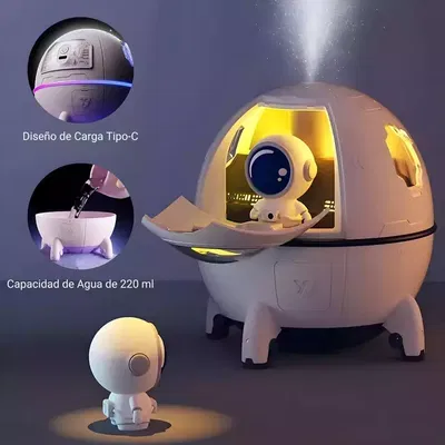 Humidificador Capsula Espacial Con Mini Astronauta De 200ml Color Blanco