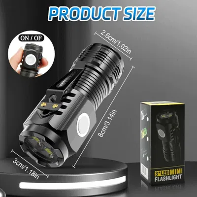 Linterna Tactica Mini 3 Leds Recargable USB Flash Clip Liviana