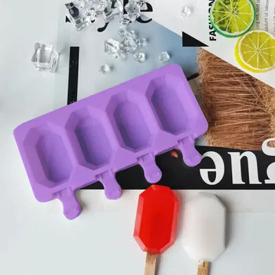 Molde De Silicona Para 4 Paletas Helado Forma Octogonal