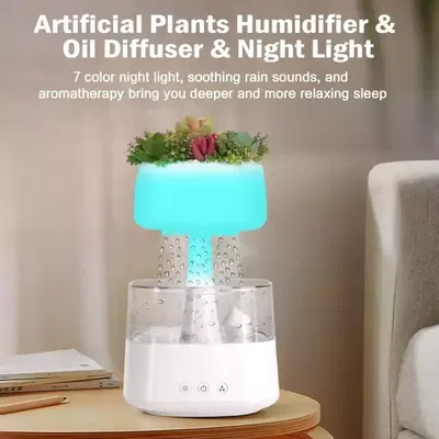 Humidificador de Niebla con Efecto Lluvia 450ml y Maceta Decoración