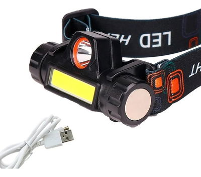 Linterna Vincha Minera Usb Recargable 2 Luces Led Iman