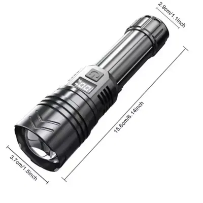 Linterna LED Alta Potencia P35 USB con Zoom y Pantalla Digital