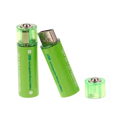 2 Pilas Doble A 1500mWh Recargables Por USB AA 1.5V
