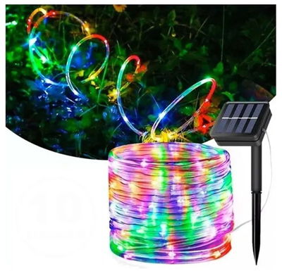 MANGUERA LUZ LED MULTICOLOR SOLAR 10METROS