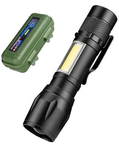 Linterna Tactica Mini Recargable Aluminio Zoom Led Xpe + COB