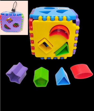 CUBO DIDACTICO ENCASTRE GEOMETRICO 13CMx 13CM