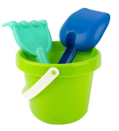 BALDE CON PALITAS Y RASTRILLO EN RED COLORES 