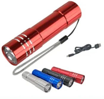 LINTERNA RECARGABLE ALUMINIO COLORES