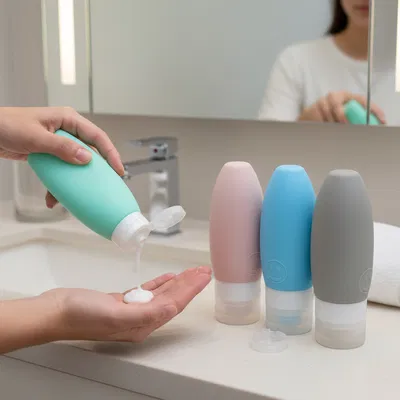 Set 4X Botellas De Viaje De Silicona 90Ml