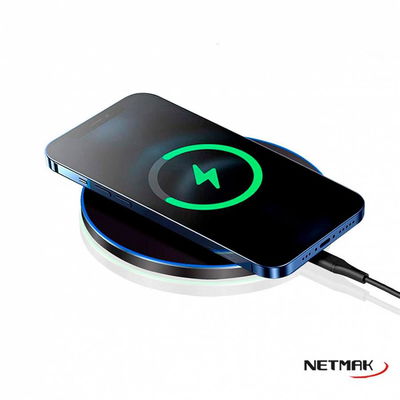 🔋 Base de Carga Inalámbrica Netmak 15W – Carga Rápida Qi