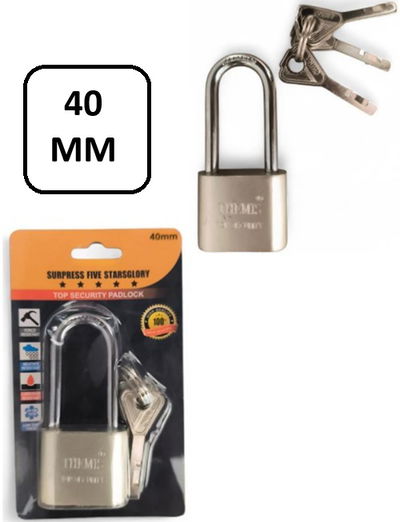 CANDADO PLATEADO ARO LARGO 40 MM 