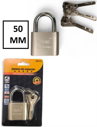 CANDADO PLATEADO ARO CORTO 50MM