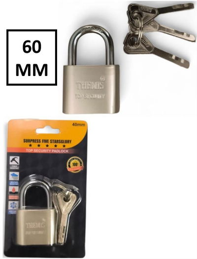 CANDADO PLATEADO ARO CORTO 60 MM