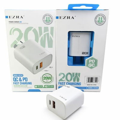 Cargador Rápido EZRA 20W PD + QC Fast Charging USB-C