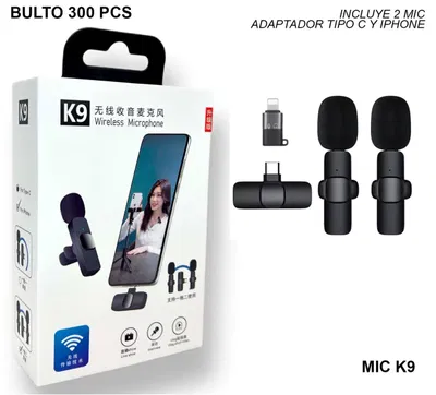 🎤 Micrófono Inalámbrico K9 DOBLE para Celular 📱