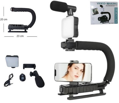 📸 Kit Video Making Profesional HD-71074 – Soporte + Luz LED + Micrófono