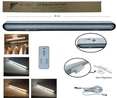 Lámpara LED 48cm Magnética con Control Remoto - Recargable y Táctil