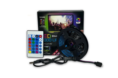 Tira LED RGB para TV hasta 65” con control remoto (16 colores)