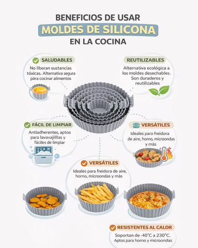 Kit De 6 Moldes Bandeja De Silicona Para Freidora De Aire