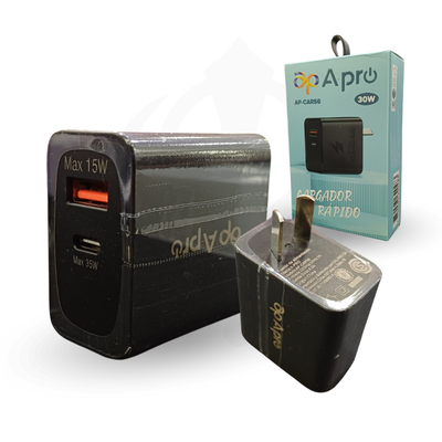 CABEZAL APRO 30W TIPÒ C + USB AP-CAR56