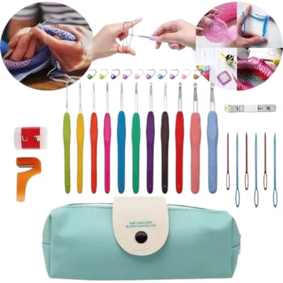 Set Crochet 44 Piezas con Agujas de Silicona y Accesorios 