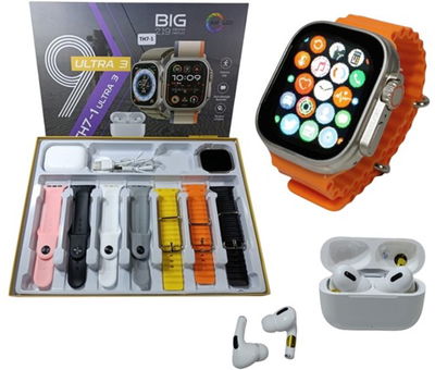 Reloj Smart Watch Con 7 Mallas + Auricular Y Protector.