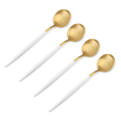 Cucharas De Acero Inoxidable Mango Largo 21cm Color Dorado X4 Unidades
