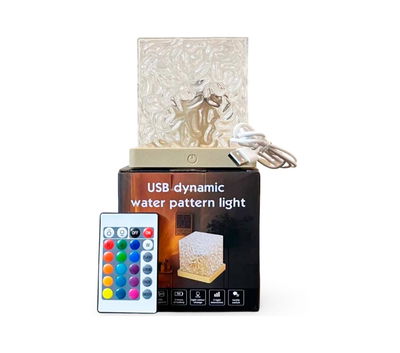 LAMPARA CUBO AGUA CRISTAL PROYECTOR RGB