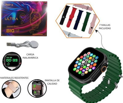 RELOJ SMARTWATCH ULTRA 9 BIG C/ 7 MALLAS
