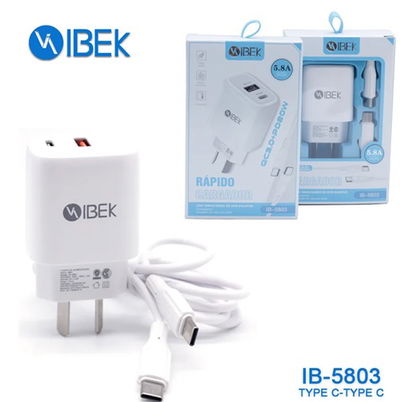 CARGADOR IBEK 5.8A PD CABLE TIPO C-TIPO C