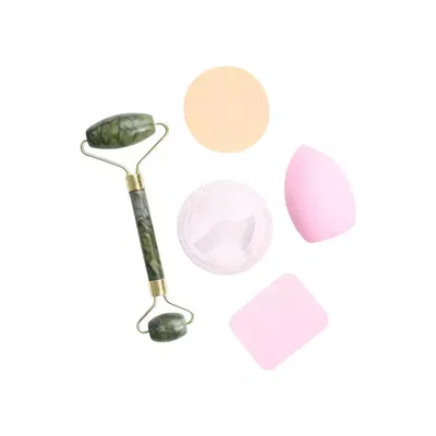 Set de esponjas + masajeador facial rodillo jade