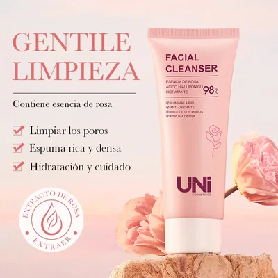 LIMPIADOR FACIAL HIDRATANTE DE ROSA CON ACIDO HIALURONICO 100G