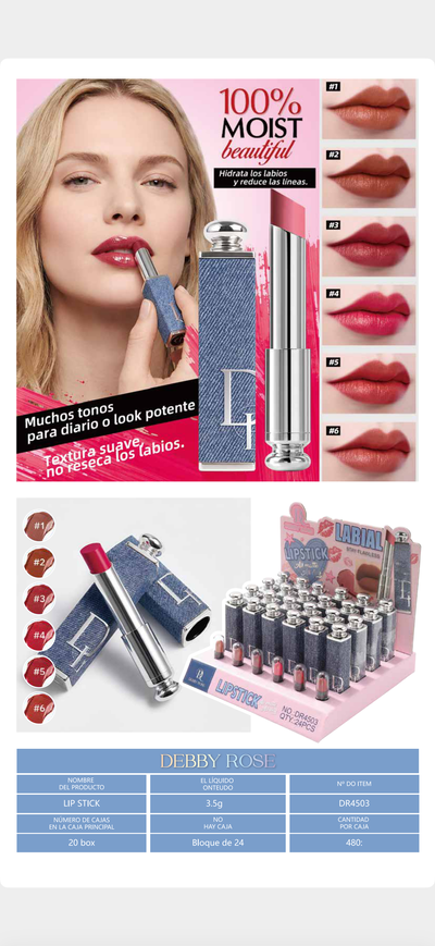 LABIAL EN BARRA DEBBY ROSE LARGA DURACIÓN