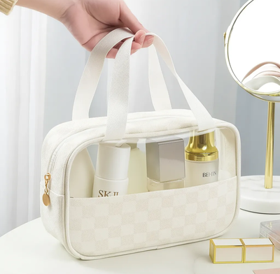 Neceser cuadrillé Blanco XL