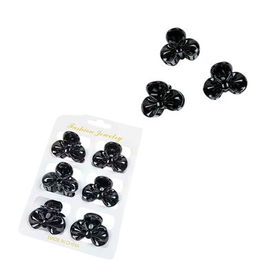 Mini broches x6 negros con Moño