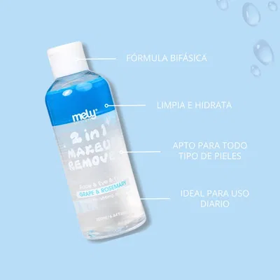 Agua micelar Bifásica con agua de rosas para todo tipo de piel