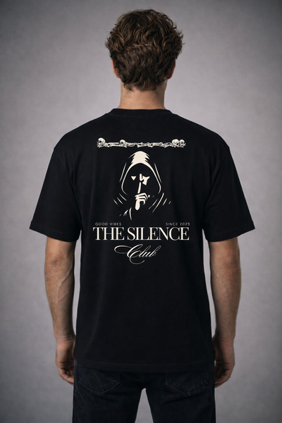Remera negra "SOLO SILENCIO" 16/1