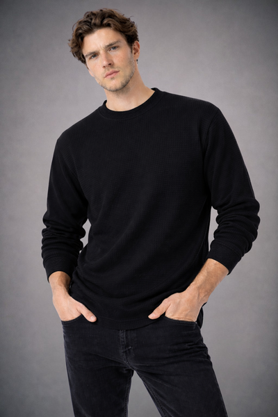 SUETER NEGRO- TELA WAFFLE