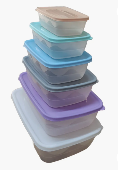 Set De 6 Tapers Contenedores Rectangulares Apto Alimentos. Surtidos