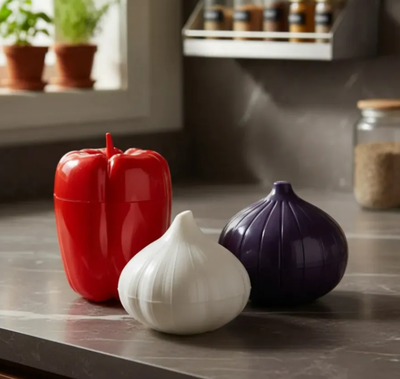 JUEGO CONTENEDOR DE VERDURAS (CEBOLLA, AJO Y MORRON)