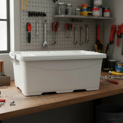 CAJA ORGANIZADORA 55 LITROS APILABLE CON RUEDAS 62x40x33