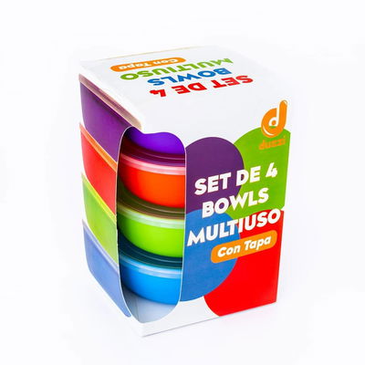 SET 4 BOWLS COCINA MULTIUSO PLASTICO CON TAPA CHICOS