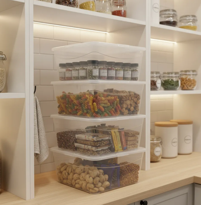 Set X3 Caja Organizadora 20 Litros Plástico Transparente