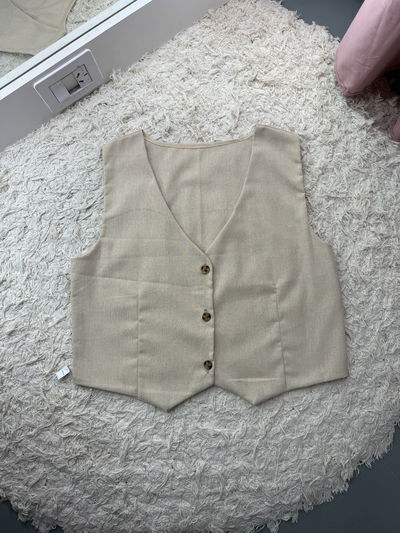 Chaleco lino beige