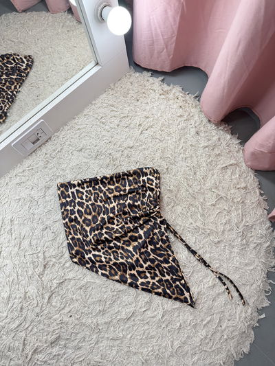 Strapless pico y frunce print