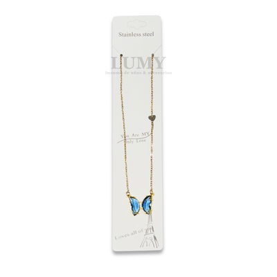 Collar de Acero Dorado con Dije Mariposa (Varios colores)