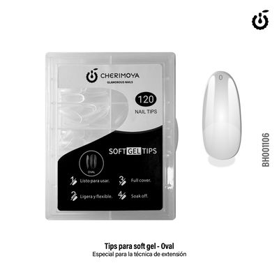 Tips Soft Gel Cherimoya x120 Oval Prelimado