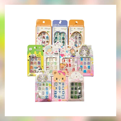 *2x1* Uñas Postizas para Nena con Cinta Bifasica x DOCENA